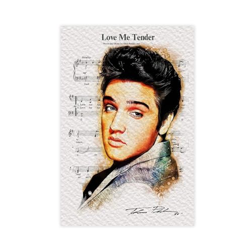 TINGTOEO Elvis Presley, Gemischtes Aquarell-Kunst-Leinwand-Poster, Wandkunst, Dekordruck, Bild Gemälde für Wohnzimmer, Schlafzimmer, Dekoration, ungerahmt, 30 x 45 cm von TINGTOEO