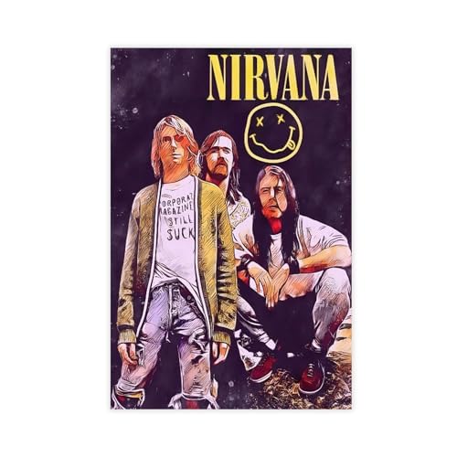 TINGTOEO Nirvana Leinwand-Poster, Wandkunst, Dekordruck, Bild Gemälde für Wohnzimmer, Schlafzimmer, Dekoration, ungerahmt, 30 x 45 cm von TINGTOEO