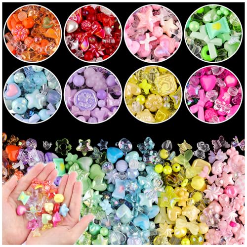 Acrylperlen zur Herstellung von Armbändern, Blumenschleife, Schmetterling, Süßigkeiten, Stern, Herz, Gummibärchen, Kawaii, ästhetische Perlen, niedliche Perlen für Schmuckherstellung, DIY, Halskette, von TINKRSTUFF