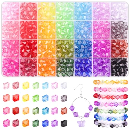 Tinkrstuff Doppelkegel-Kristallperlen zur Schmuckherstellung, 10 mm, facettierte Acrylperlen für Armbänder, Halsketten, Sonnenfänger, Schlüsselanhänger, Ohrringe, Bastelzubehör, 560 Stück von TINKRSTUFF