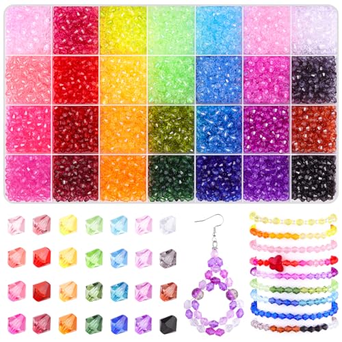 Tinkrstuff Doppelkegel-Kristallperlen zur Schmuckherstellung, 4 mm, facettierte Acrylperlen, lose Acrylperlen für Armbänder, Halsketten, Sonnenfänger, Schlüsselanhänger, Ohrringe, Bastelzubehör, 5600 von TINKRSTUFF