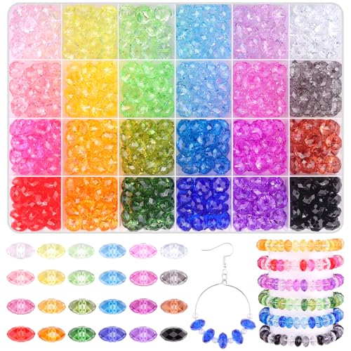 Tinkrstuff Rondelle-Kristallperlen für Schmuckherstellung, lose Acrylperlen für Armbänder, Halsketten, Sonnenfänger, Schlüsselanhänger, Ohrringe, Bastelzubehör, 480 Stück, 10 mm von TINKRSTUFF