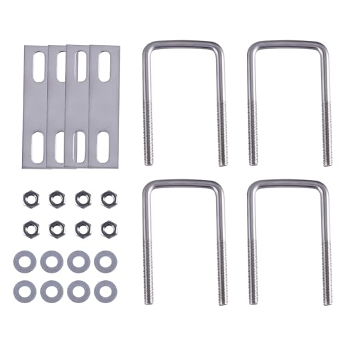 TIOMIOSEA U-Bolt Clamp Vierkant aus rostfreiem Stahl4 Stück M8x50x100 mm, quadratische Klemme, quadratische Rohrschelle mit Schallwand und Muttern, für Abschleppen von Autos und Rohrrohr von TIOMIOSEA