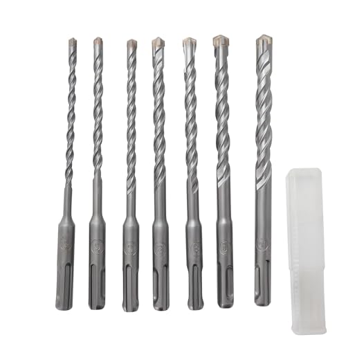 TIOMIOSEA SDS Plus Bohrer Set 7tlg,Steinbohrer Betonbohrer Hammerbohrer Set,in den Größen Ø 5mm, 6mm, 8mm, 10mm, 12mm x 160mm,Zubehör Schlagbohrmaschine für Beton von TIOMIOSEA