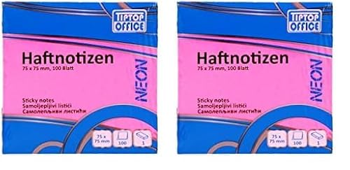 TIPTOP OFFICE Haftnotizen 75x75mm, Neon Rosa (Packung mit 2) von TIPTOP OFFICE