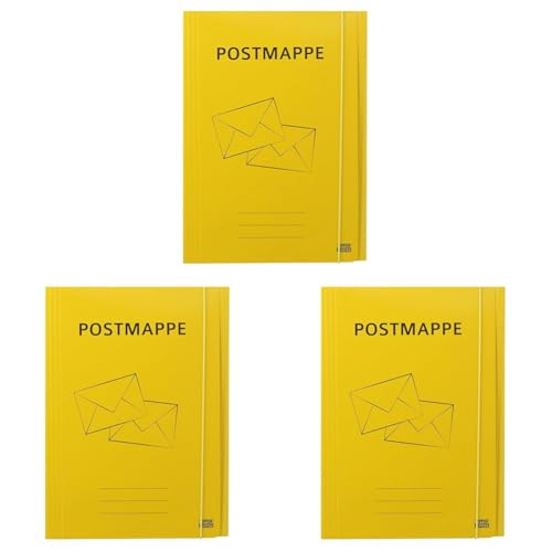 TIPTOP OFFICE Starke Dreiflügelmappe"Postmappe" A4, Gelb, 25.5 x 0.5 x 35 cm, 408228 (Packung mit 3) von TIPTOP OFFICE