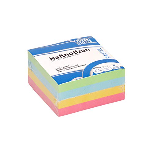 TTO Haftnotizen 75x75mm Pastellfarben 400 Blatt, Pastell von TIPTOP OFFICE