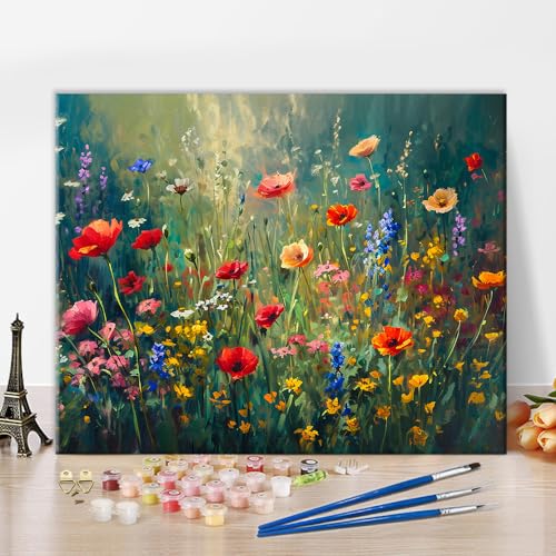 Abstrakte florale Malen nach Zahlen für Erwachsene Landschaft Blumenfeld Malen nach Zahlen Kits Kinder Erwachsene Malen nach Zahlen DIY Malen nach Zahlen für Erwachsene Leinwand Kunsthandwerk16 "x20" von TISHIRON