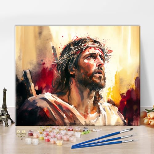 Jesus-Porträt digitale Ölgemälde für Erwachsene abstrakt DIY Ölgemälde digitale Ölgemälde Religiöse Themen Ölgemälde Kunsthandwerk Acryl-Farbstoffe für Kinder Hausdekoration Zeichnung Geschenk16 "x20" von TISHIRON