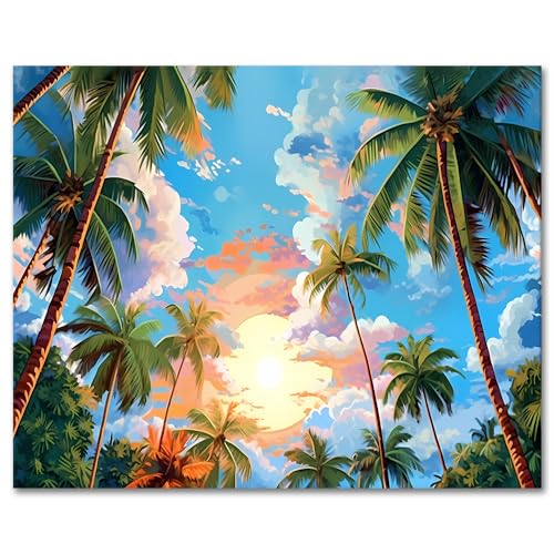 Malen Nach Zahlen, Sunny Day Malen Nach Zahlen Kit for Adults American Resort Town Adults' Paint-by-Number Kits, 16x20 Inch Frameless Malen Nach Zahlen Kits with Paintbrushes and Acrylic Pigment von TISHIRON