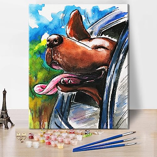 Malen nach Zahlen Erwachsene Hund Erwachsene Malen nach Zahlen Kits auf Leinwand Tiere Ölmalerei nach Zahlen für Erwachsene mit Pinseln Kunsthandwerk für Home Decor Geschenke 40 x 50 cm(rahmenlos) von TISHIRON