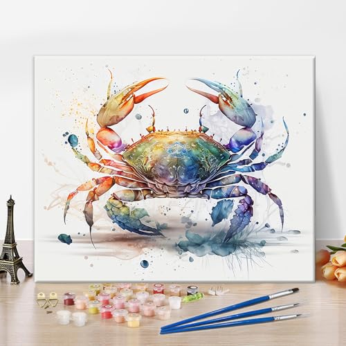 Malen nach Zahlen für Erwachsene, Krabbe Erwachsene Malen nach Zahlen Kits Minimalistische Tier Malerei Kunst Malen nach Zahlen Leinwand Ölmalerei Malen nach Zahlen Kits Home Wall Decor, 16 x20 Inch von TISHIRON