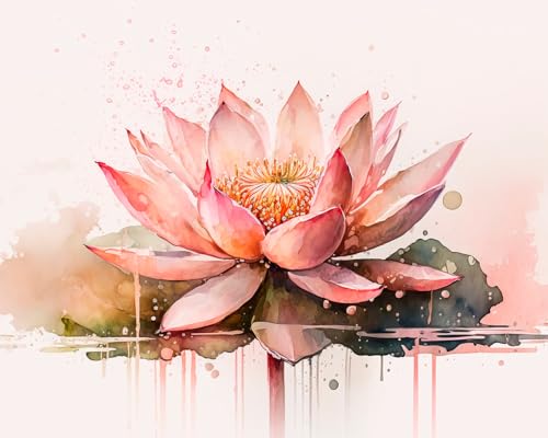 Rosa Lotus Malen nach Zahlen Erwachsene, Rosa Lotus Malen nach Zahlen, Malen nach Zahlen de Pinsel und Acrylfarbe, 16X20 Inch Rosa Lotus Flammen Malen nach Zahlen Erwachsene Familie und Freundes von TISHIRON