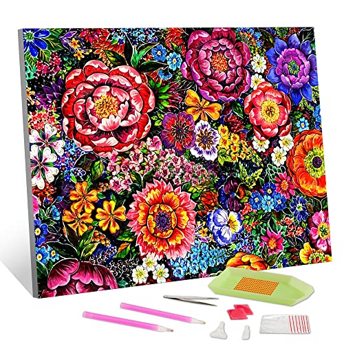 TISHIRON 5D Diamant Malerei Blume Diamant Malerei Kits für Erwachsene Kinder Anfänger bunte Kunst DIY Malerei Kits Blumen Spektrum Runde Vollbohrer Diamant Kunst Kits für Home Decor12x16 Zoll von TISHIRON