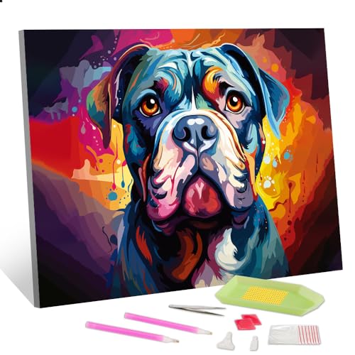 TISHIRON 5D Diamond Painting Dog Diamond Painting Kits for Adults Kids Beginners Colorful Art DIY Painting Kits Colorful Dog Round Full Drill Diamond Art Kits for Home Decor12x16 Inches von TISHIRON