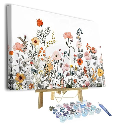 TISHIRON Abstraktes Malen nach Zahlen Erwachsene Anfänger und Kinder Blumen Malen nach Zahlen Kits Malen nach Zahlen für Erwachsene Kinder Malerei Kunsthandwerk 40 x 50 cm(Rahmen) von TISHIRON