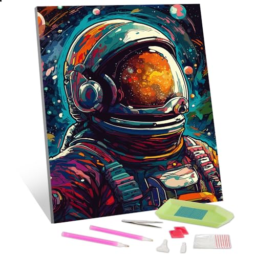 TISHIRON Astronaut 5D Diamond Painting Abstract Diamond Painting Kits for Adults Kids Beginners Colorful Art DIY Painting Kits Spectrum Round Full Drill Diamond Art Kits for Home Decor12 x16 von TISHIRON