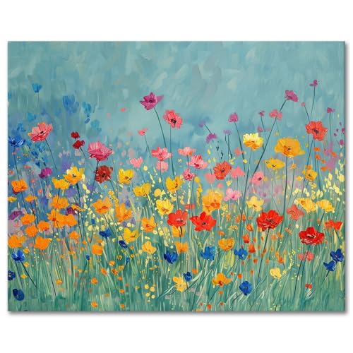 TISHIRON Blumen Malen nach Zahlen Erwachsene DIY Acryl Malen nach Zahlen Kits auf Leinwand Bunte Wildblume Ölgemälde nach Zahlen für Home Wall Decor Art Crafts 40 x 50 cm(rahmenlos) von TISHIRON