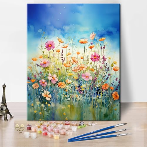 TISHIRON Blumen Malen nach Zahlen Kit Erwachsene, Malen nach Zahlen Kits auf Leinwand Bloom Floral, Öl Hand Malerei für Erwachsene, Acryl Malen nach Zahlen für Zuhause 40 x 50 cm(rahmenlos) von TISHIRON