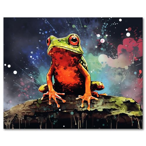 TISHIRON DIY Malen nach Zahlen Erwachsene Frosch DIY Öl Handmalerei Kits mit Pinseln Erwachsene Tiere Malen nach Zahlen Kits auf Leinwand Kunsthandwerk für Zuhause 40 x 50 cm(rahmenlos) von TISHIRON