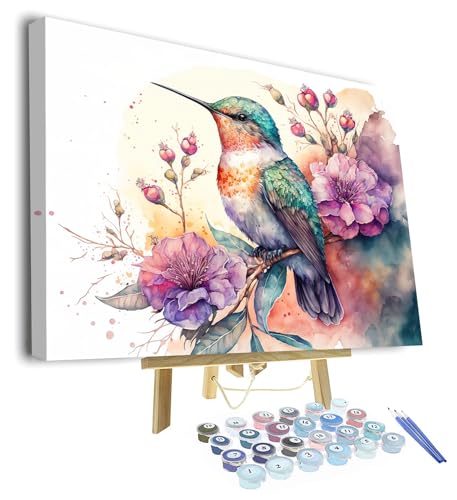 TISHIRON DIY Rahmen Malen nach Zahlen Erwachsene Kolibri Acryl Malen nach Zahlen Kits auf Leinwand Tiere Erwachsene Malen nach Zahlen Kits Blumen Öl Malen nach Zahlen 40 x 50 cm von TISHIRON