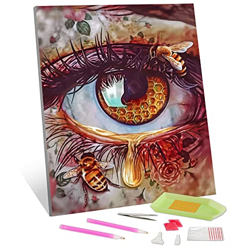 TISHIRON Diamond Painting Kits Eye 5D Diamond Painting Full Drill Honey Eye Diamond Art for Adults Kids Crystal Painting Gem Art Kit Diamond Art and Crafts Home Wall Decoration Gift 12 X 16 Inches von TISHIRON