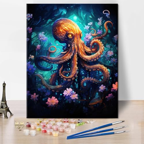 TISHIRON Digital Zeichnung für Erwachsene Oktopus für Anfänger Digital Zeichnung Kit für Kinder Blumen Digitale Zeichnung Kit für Erwachsene Digitale Zeichnung canvas 16 "x20 von TISHIRON