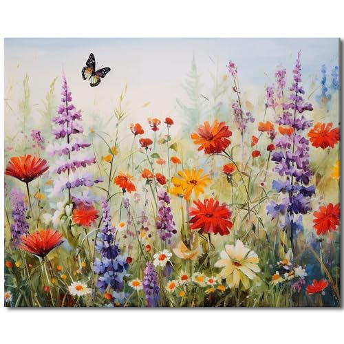 TISHIRON Farbe nach Zahl für Erwachsene Anfänger, Blumen Farbe nach Zahlen für Kinder Alter 8-12.Frauen DIY Ölgemälde Acrylfarben für Home Wall Art Decor mit 16x20inch (ohne Rahmen) von TISHIRON