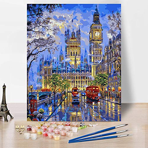 TISHIRON Malen Nach Zahlen Anime Big Ben Malen Nach Zahlen Londoner Straße Malen Nach Zahlen Erwachsene Tiere DIY Arts Craft für Home Wall Decor - 16x20 Zoll(Rahmenlos) von TISHIRON