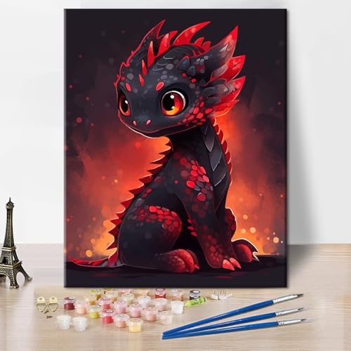 TISHIRON Malen Nach Zahlen Drache DIY Malen Nach Zahlen Kit Für Erwachsene Und Kinder DIY Leinwandmalerei Nach Zahlen Aquarell-ölgemälde Acrylmalerei Kunsthandwerk 16x20 Zoll von TISHIRON