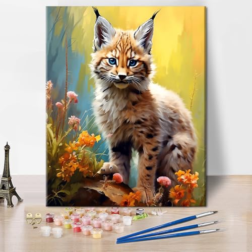 TISHIRON Malen Nach Zahlen Erwachsene,Ein Multikolores Kleines Papagei Paint by Numbers Malen Nach Zahlen, Kleine Lynx DIY mit Pinseln und Acrylfarben Handgemalt Ölgemälde, Ohne Rahmen (40x50cm) von TISHIRON