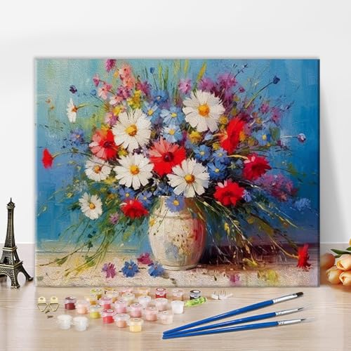 TISHIRON Malen Nach Zahlen Erwachsene Blumen - DIY Handgemalt Ölgemälde Leinwand Kits, Inklusive Pinsel und Acrylfarben, ohne Rahmen Kunsthandwerk Leinwand Geschenke Dekor 40 x 50 cm von TISHIRON