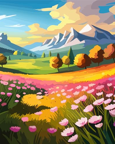 TISHIRON Malen Nach Zahlen Für Erwachsene Anfänger, Frühling Natur Und Landschaft Malen Nach Zahlen Blumen DIY Acrylmalerei Kits Kinder Malen Nach Zahlen Kits Kunst Für Erwachsene, 16x20 Zoll von TISHIRON