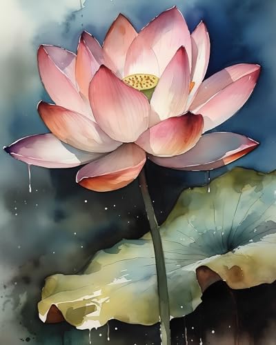 TISHIRON Malen nach Zahlen Erwachsene Blumen Malen nach Zahlen Kits auf Leinwand Rosa Lotus Öl Hand Malerei mit Pinseln Malerei Kits Erwachsene Kunsthandwerk für Zuhause 40x50 CM von TISHIRON