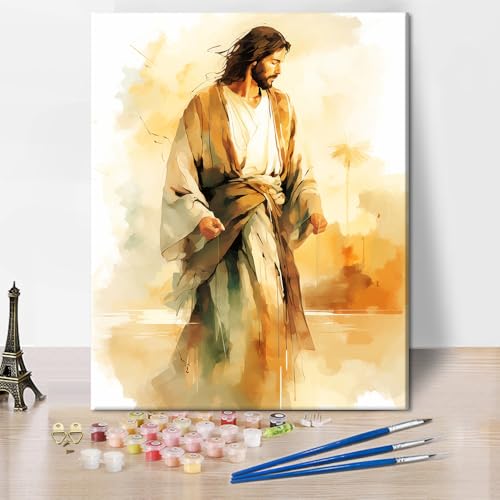 TISHIRON Malen nach Zahlen Erwachsene Jesus Erwachsene Malen nach Zahlen Acrylmalerei Christliche DIY Acryl Malen nach Zahlen Kits auf Leinwand Religion Art Crafts 40 x 50 cm(rahmenlos) von TISHIRON