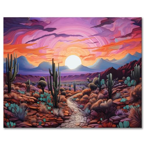 TISHIRON Malen nach Zahlen Kit für Erwachsene, Amerika Arizona Phoenix Malen nach Zahlen, Saguaro Malen-nach-Zahlen-Set für Erwachsene, Südwestliche Arizona, Landschaft, Malen nach Zahlen, 40,6 x 50,8 von TISHIRON