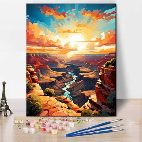 TISHIRON Malen nach Zahlen Kit für Erwachsene Stadtbild Grand Canyon DIY Erwachsene Malen nach Zahlen Kits auf Leinwand Grand Canyon Nationalpark USA Malen nach Zahlen Ölgemälde Kunsthandwerk von TISHIRON