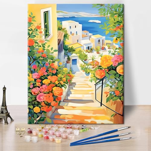 TISHIRON Malen nach Zahlen für Erwachsene, Kreta, im Stil von Matisse-Blumen, Erwachsene, Malen nach Zahlen, Kits auf Leinwand, digitales Acryl-Malen-nach-Zahlen-Set, Ölgemälde nach Zahlen für von TISHIRON