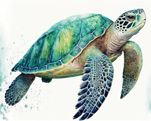 TISHIRON Malen nach Zahlen für Erwachsene Anfänger Grüne Schildkröte Kunstwerk Kits Tiere Leinwand Ölmalerei Home Wall Decor 40x50 CM (Ohne Rahmen) von TISHIRON