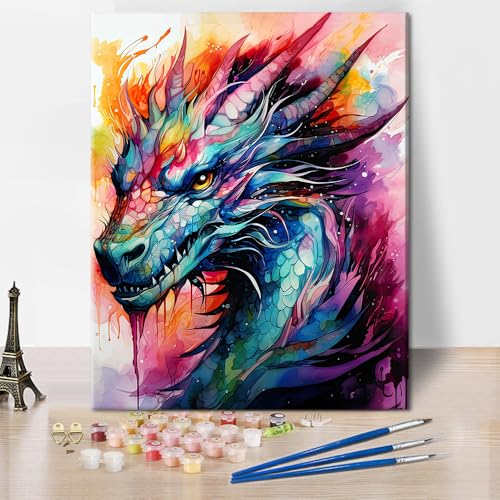 TISHIRON Malen nach Zahlen für Erwachsene Dragon Adult Paint by Number Acrylmalerei Kits für Erwachsene DIY Adult Paint by Number Kits auf Leinwand Tiere Kunsthandwerk für Zuhause 16 "x20(Frameless) von TISHIRON