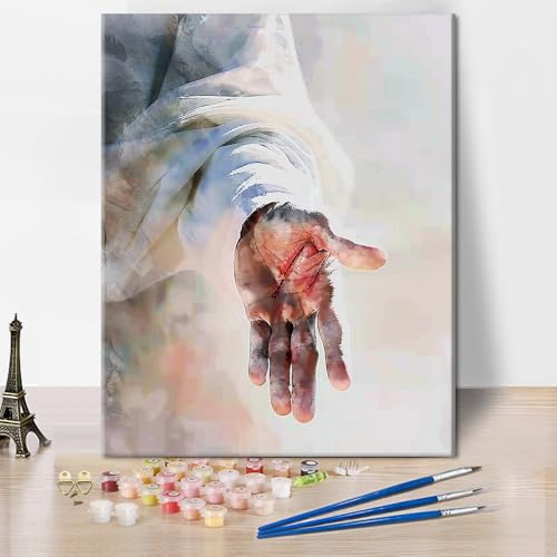 TISHIRON Malen nach Zahlen für Erwachsene Jesus Erwachsenen Malen nach Zahlen Kits, die Mitgefühl und Erlösung symbolisieren Kunstmalerei Kits mit Pinseln Ölmalerei Kunsthandwerk 16x20 Zoll von TISHIRON