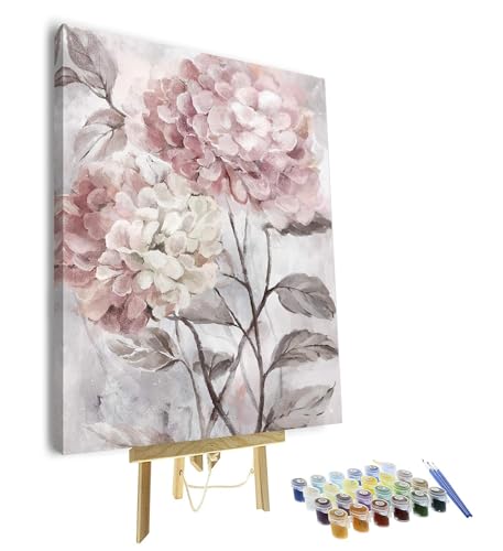 TISHIRON Malen nach Zahlen für Erwachsene Kinder Blumenmalerei DIY Malen nach Zahlen Blumen Malen nach Zahlen Kits mit Pinseln für Wohnzimmer Schlafzimmer Wanddekoration - 16" x 20"(mit Rahmen) von TISHIRON