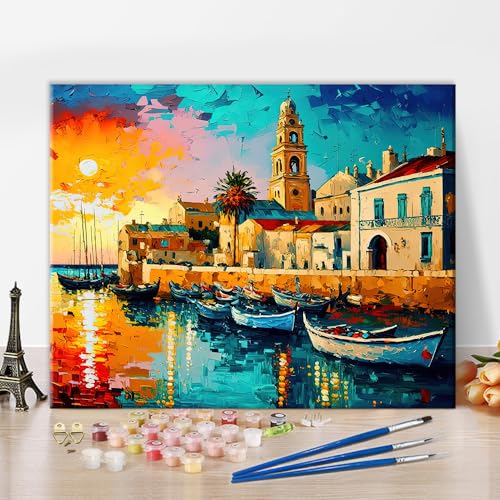 TISHIRON Malen nach Zahlen für Erwachsene Kinder Venedig Malen nach Zahlen für Erwachsene Kinder und Anfänger, Ölgemälde Kits für Wohnkultur - 16" x 20" (ohne Rahmen) von TISHIRON