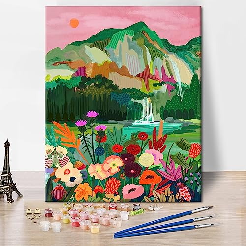 TISHIRON Nach Zahlen Für Kinder Ella Mountain Acryl Für Erwachsene Anfänger Malset Home Wand Wohnzimmer Schlafzimmer Wand Dekoration Einzigartiges Geschenk Kunsthandwerk Für Zu Hause-16X20 Inch von TISHIRON