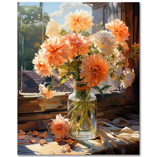 TISHIRON Vase Erwachsene Malen nach Zahlen Blumen Malen nach Zahlen Kit für Erwachsene Floral DIY Malen nach Zahlen Kits auf Leinwand Blühende Acrylmalerei Kits Art Crafts 40 x 50 cm(rahmenlos) von TISHIRON