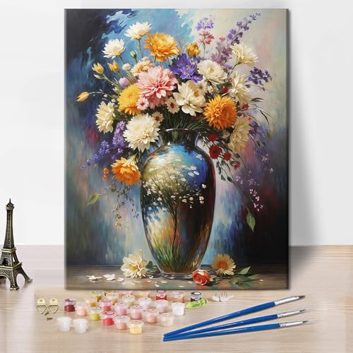 Vase Digitale Zeichnung für Erwachsene Eleganz Kunst Digitale Zeichnung Kit für Erwachsene bunte abstrakte Blumen Ölmalerei Digitale Zeichnung DIY Digitale Zeichnung Leinwand Kunsthandwerk 16 "x20" von TISHIRON