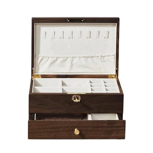 Schmuckkästchen Holz Doppelschichtige Große Holz Schmuckschatulle Organizer Damen Und Herren Schmuck Display Schublade Aufbewahrung Ohrringe Ringe Halsketten Schmuckkasten Groß Jewelry Box von TISURXQ