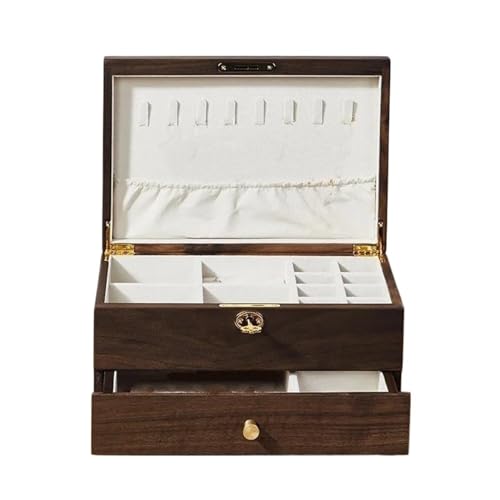 Schmuckkästchen Holz Doppelschichtige Große Schmuckschatulle Organizer Damen Und Herren Schmuck Display Schubladenetui Ohrringe Ring Halskette Schmuckschatulle Schmuckkasten Groß Jewelry Box von TISURXQ