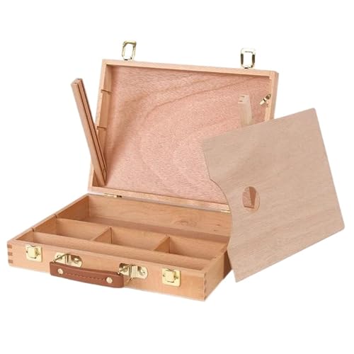 Schmuckkästchen Holz Holz-Aufbewahrungs-Malkasten, 3-lagige Schublade, Tragbarer Ölgemälde-Kasten, Skizzen- Und Bleistift-Werkzeugkasten, Desktop-Staffelei Schmuckkasten Groß Jewelry Box(Type-A) von TISURXQ