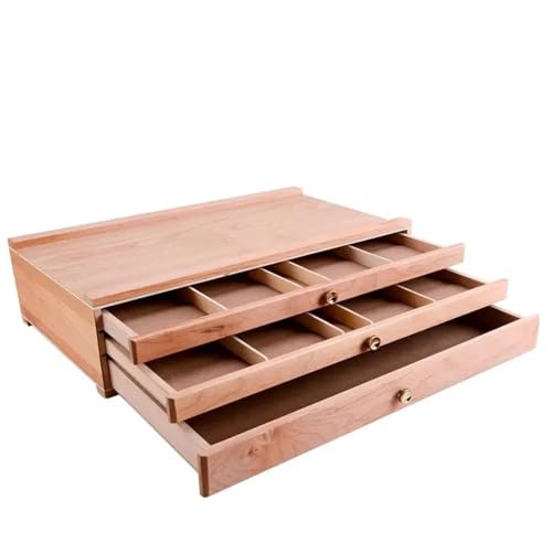 Schmuckkästchen Holz Holz-Aufbewahrungs-Malkasten, 3-lagige Schublade, Tragbarer Ölgemälde-Kasten, Skizzen- Und Bleistift-Werkzeugkasten, Desktop-Staffelei Schmuckkasten Groß Jewelry Box(Type-B) von TISURXQ